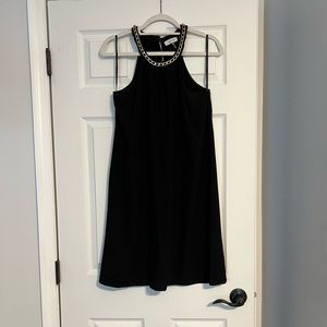 Calvin Klein Black Halter Dress with Gold Chain, Size 10